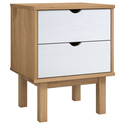 VIDAXL  Bedside Cabinet Otta Brown&white 46X39.5X57Cm Solid Wood Pine