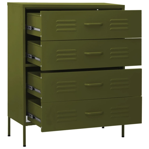 vidaXL Chest of Drawers Olive Green 80x35x101.5 cm Steel