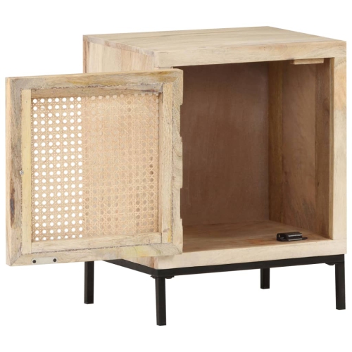 vidaXL Bedside Cabinet 40x30x50 cm Solid Mango Wood and Natural Cane