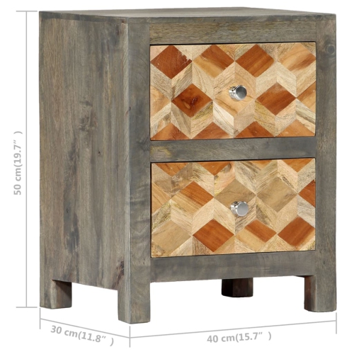 vidaXL Bedside Cabinet Grey 40x30x50 cm Solid Mango Wood