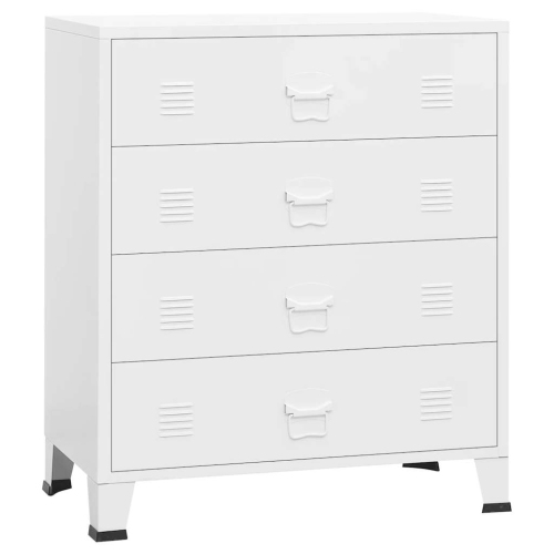VIDAXL  Metal Storage Cabinet With 4 Drawers & Name Tag Holders, 30.7X15.8X19.7 Inches In White