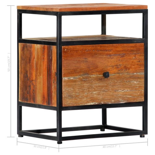 vidaXL Bedside Cabinet 40x30x50 cm Solid Reclaimed Wood and Steel