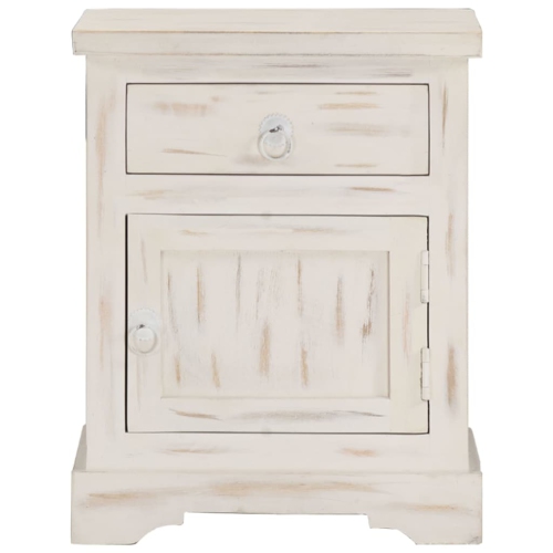 vidaXL Bedside Cabinet White 40x30x50 cm Solid Mango Wood
