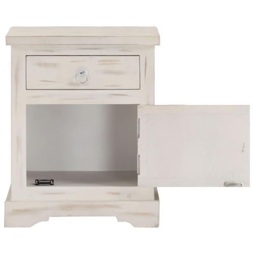 vidaXL Bedside Cabinet White 40x30x50 cm Solid Mango Wood