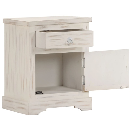 vidaXL Bedside Cabinet White 40x30x50 cm Solid Mango Wood