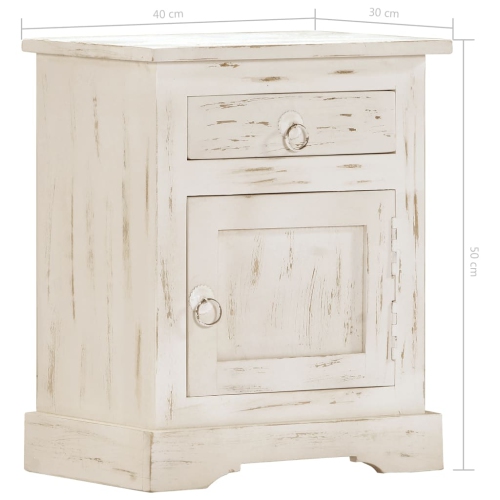 vidaXL Bedside Cabinet White 40x30x50 cm Solid Mango Wood