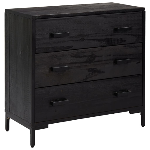 VIDAXL  Chest Of Drawers 75X35X70 Cm Solid Pinewood In Black