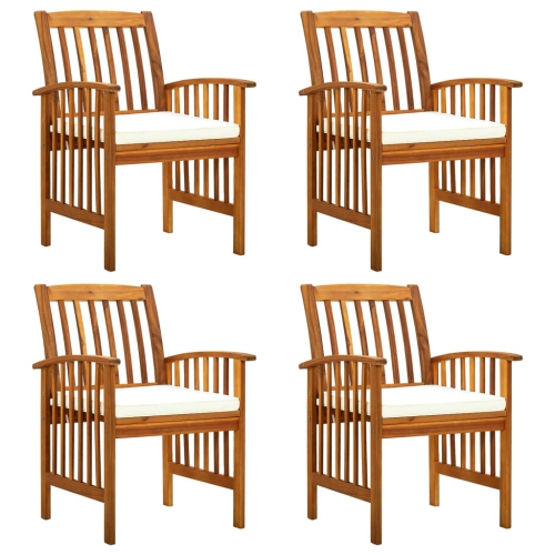 VIDAXL  Garden Dining Chairs 4 PCs With Cushions Solid Wood Acacia