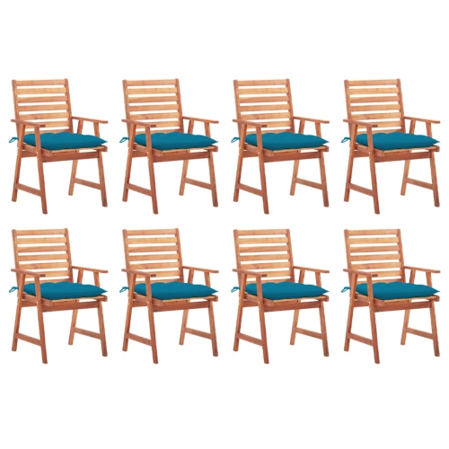 vidaXL Outdoor Dining Chairs 8 pcs with Cushions Solid Acacia Wood