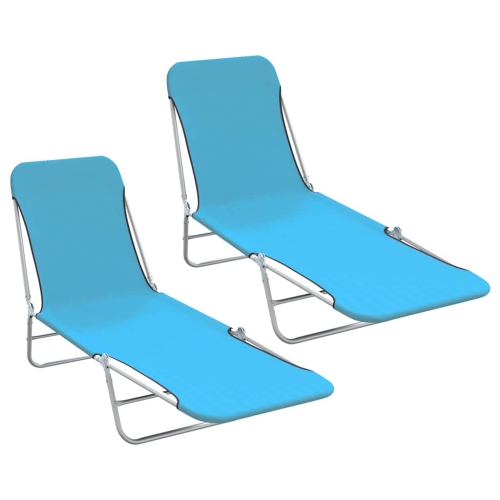 vidaXL Folding Sun Loungers 2 pcs Steel and Fabric Blue