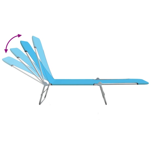 vidaXL Folding Sun Loungers 2 pcs Steel and Fabric Blue
