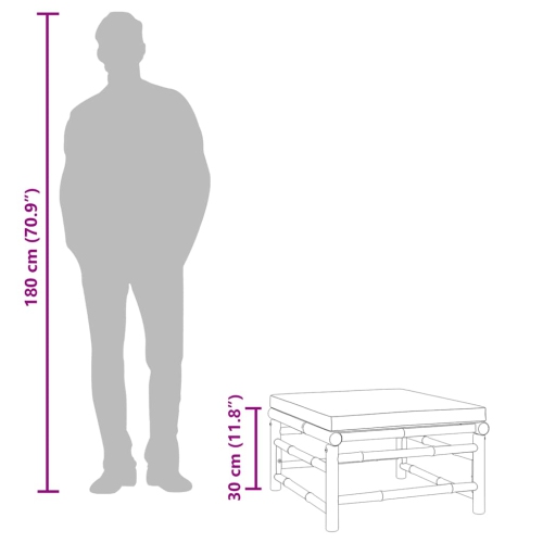 vidaXL Garden Footstool with Taupe Cushion Bamboo