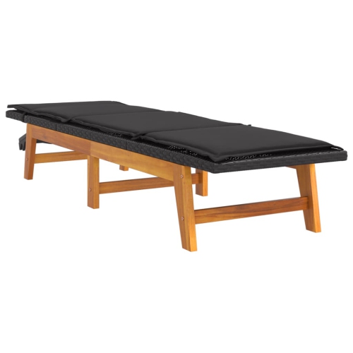 vidaXL Sun Lounger with Table Poly Rattan and Solid Wood Acacia