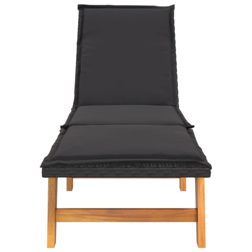 vidaXL Sun Lounger with Table Poly Rattan and Solid Wood Acacia