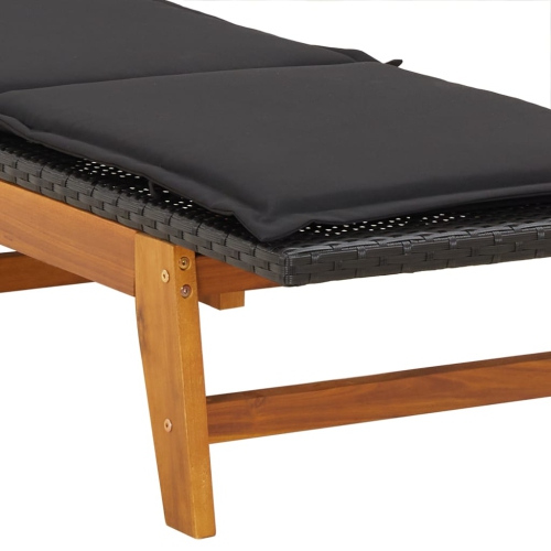 vidaXL Sun Lounger with Table Poly Rattan and Solid Wood Acacia