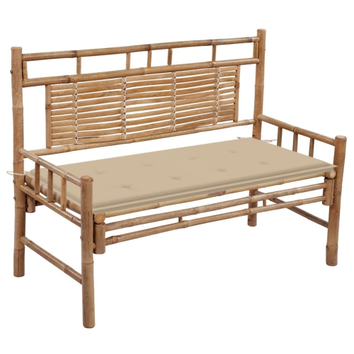 VIDAXL  Garden Bench With Cushion 120 Cm Bamboo