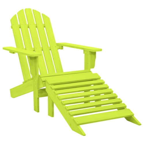 VIDAXL  Garden Adirondack Chair With Ottoman Solid Fir Wood Green