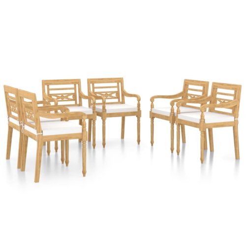 vidaXL Batavia Chairs 6 pcs with Cushions Solid Teak Wood