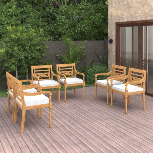 vidaXL Batavia Chairs 6 pcs with Cushions Solid Teak Wood
