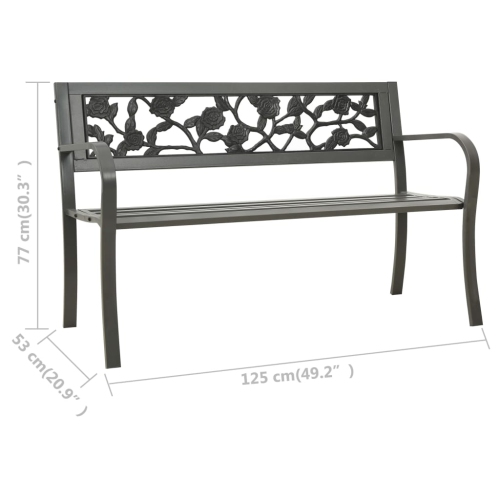 vidaXL Garden Bench 125 cm Steel Grey