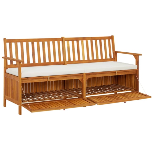 Banc de rangement avec coussin en bois d'acacia massif 170&nbsp;cm de vidaXL