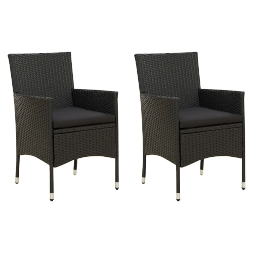 vidaXL Garden Chairs with Cushions 2 pcs Poly Rattan Black