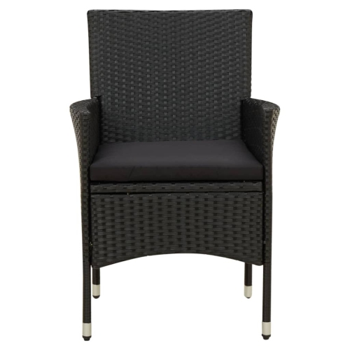 vidaXL Garden Chairs with Cushions 2 pcs Poly Rattan Black