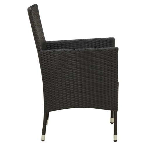 vidaXL Garden Chairs with Cushions 2 pcs Poly Rattan Black