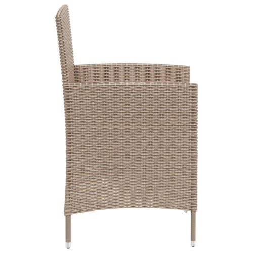 vidaXL Garden Chairs with Cushions 2 pcs Poly Rattan Beige