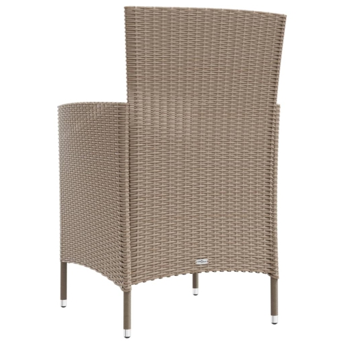 vidaXL Garden Chairs with Cushions 2 pcs Poly Rattan Beige