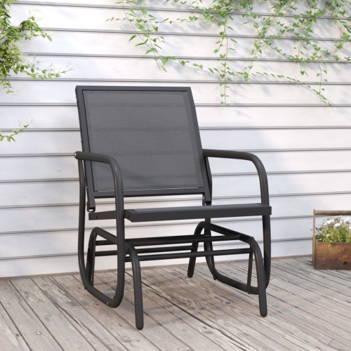 Fauteuil coulissant de jardin de vidaXL - Noir 61x76x87 cm textilène et acier