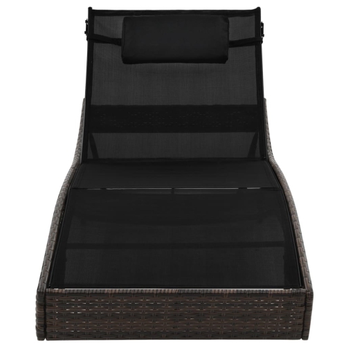 vidaXL Sun Lounger with Pillow Poly Rattan Brown