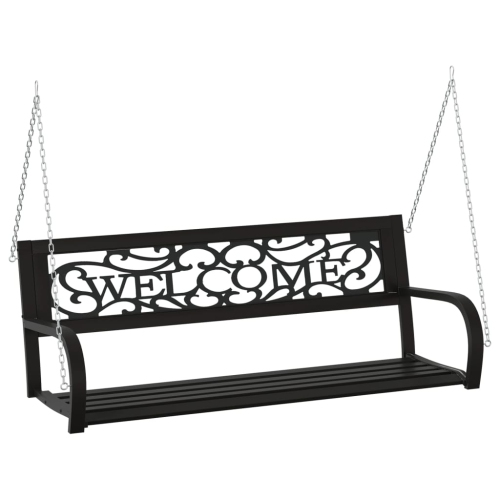 vidaXL Garden Swing Bench 125 cm Steel and Plastic Black