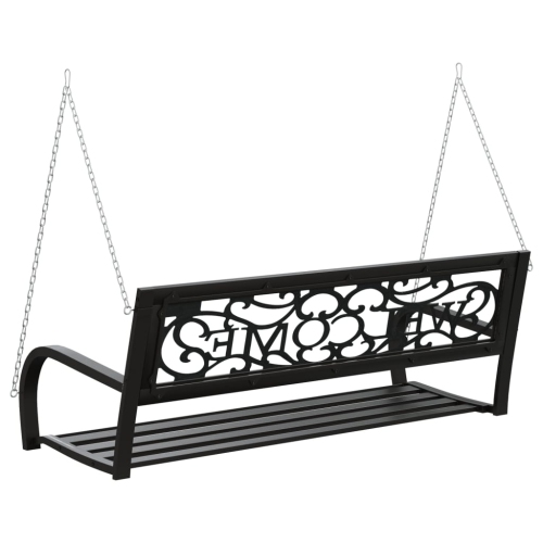vidaXL Garden Swing Bench 125 cm Steel and Plastic Black