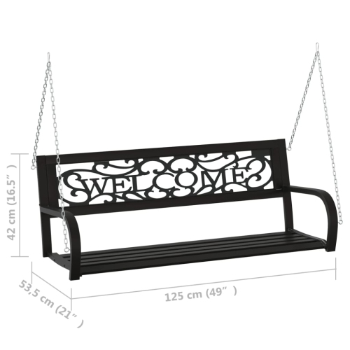 vidaXL Garden Swing Bench 125 cm Steel and Plastic Black