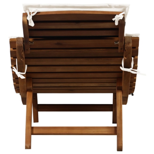 vidaXL Sun Lounger with Cushion Solid Acacia Wood Cream