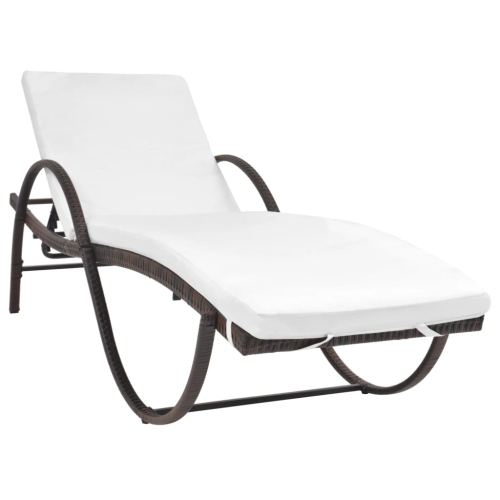 VIDAXL  Sun Lounger With Cushion Poly Rattan In Brown
