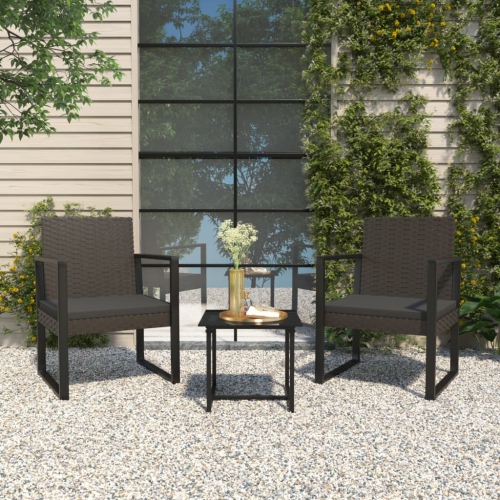 vidaXL Garden Armchair with Cushion Black Poly Rattan