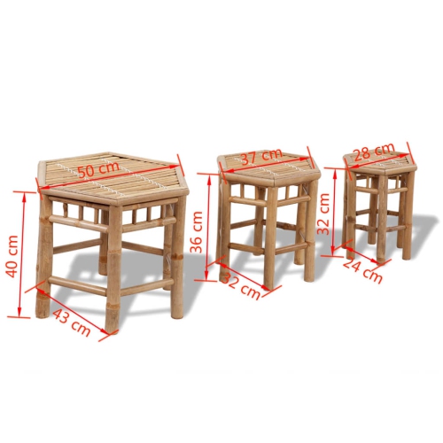 vidaXL Garden Stools 3 pcs Bamboo