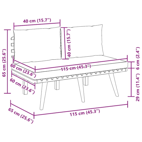 vidaXL Garden Bench with Cushions 115 cm Solid Acacia Wood
