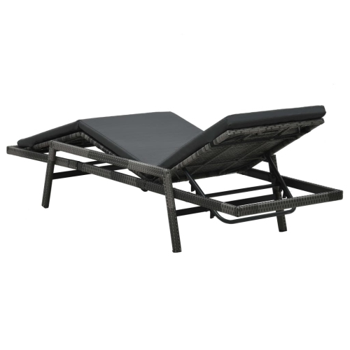 vidaXL Sun Lounger with Cushion Poly Rattan Grey