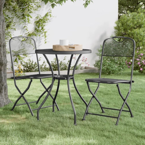 vidaXL Folding Garden Chairs 2 pcs Expanded Metal Mesh Anthracite