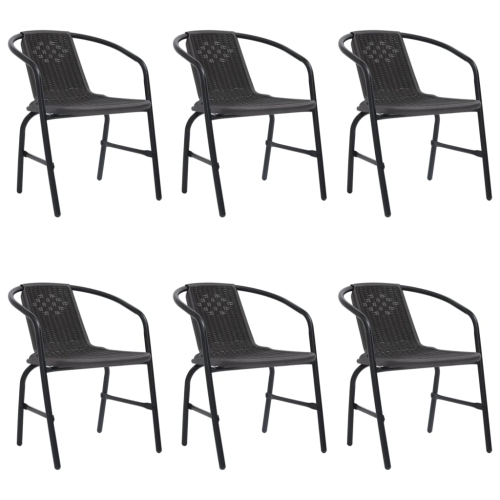 VIDAXL  Garden Chairs 6 PCs Plastic Rattan And Steel 110 Kg