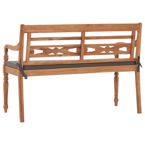 vidaXL Batavia Bench with Dark Grey Cushion 120 cm Solid Teak Wood