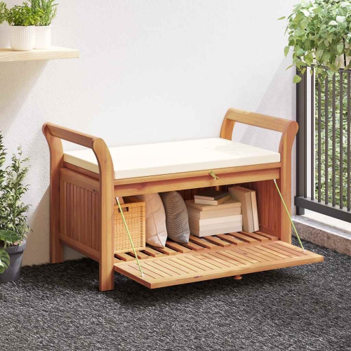 vidaXL Garden Storage Bench with Cushion 91 cm Solid Wood Acacia