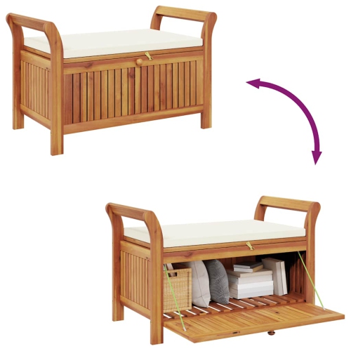 vidaXL Garden Storage Bench with Cushion 91 cm Solid Wood Acacia