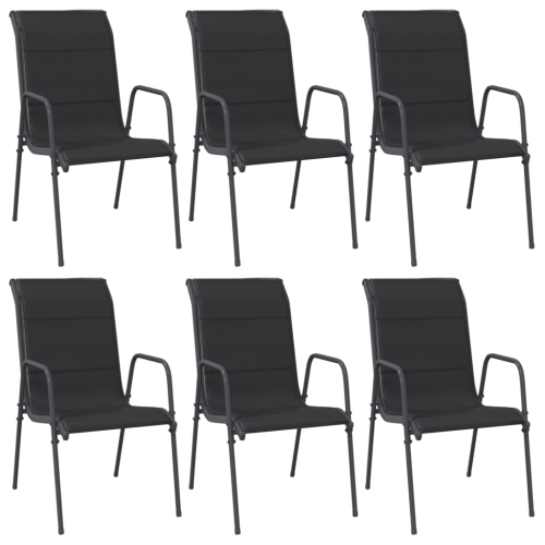 vidaXL Garden Chairs 6 pcs Steel and Textilene Black