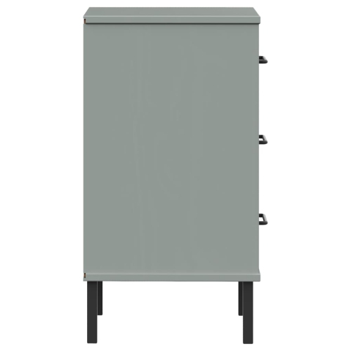 vidaXL Bedside Cabinet with Metal Legs Grey Solid Wood Pine OSLO