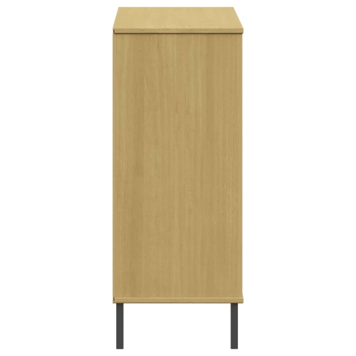 vidaXL Shoe Rack with Metal Legs Brown 95x35x87 cm Solid Wood OSLO