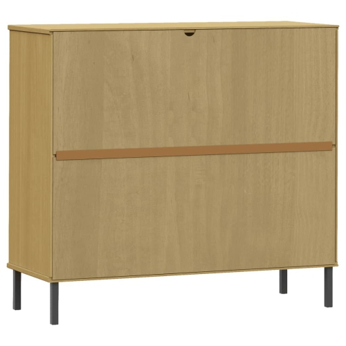 vidaXL Shoe Rack with Metal Legs Brown 95x35x87 cm Solid Wood OSLO